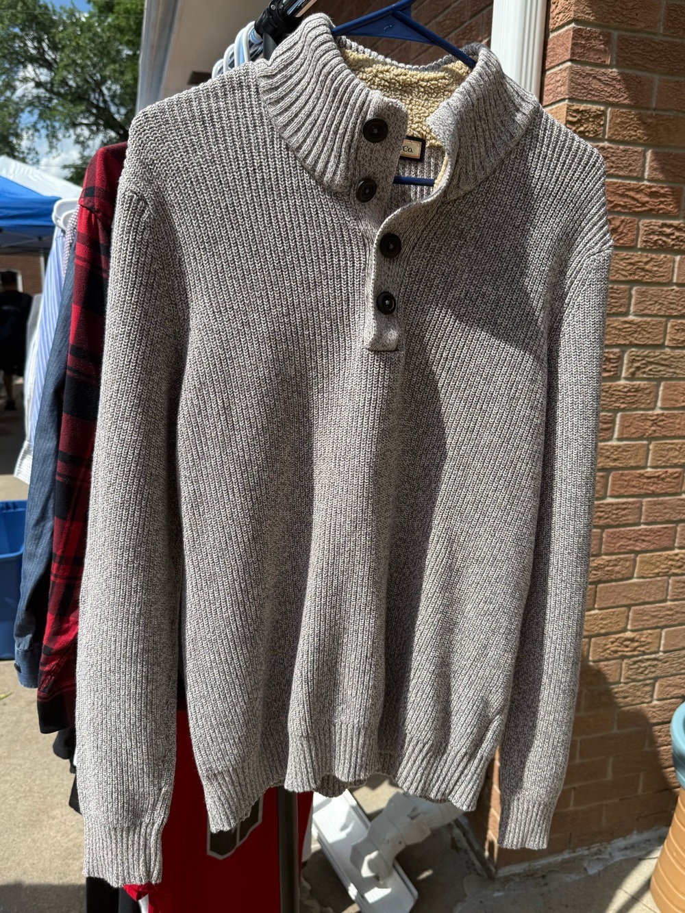G.H. Bass & Co. Men's Heather Gray Button-up Style Shawl Collar Sweater